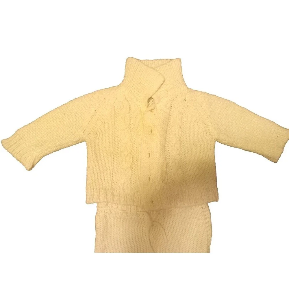 Vintage Childs Acrylic White Snowsuit W/ Hats Gloves Sweater Pants For Toddler